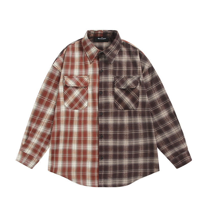 Unisex Geteiltes kariertes Overshirt im Hemdjacken‑Stil Shop Nory