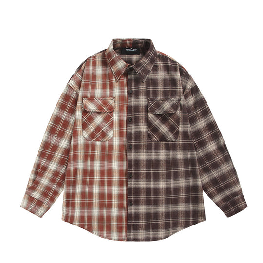 Unisex Geteiltes kariertes Overshirt im Hemdjacken‑Stil Shop Nory