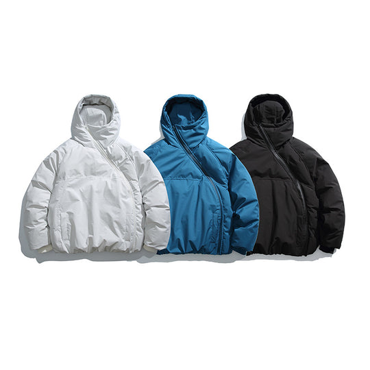 Unisex Wattierte Oversize Steppjacke mit asymmetrischem Reißverschluss Shop Nory