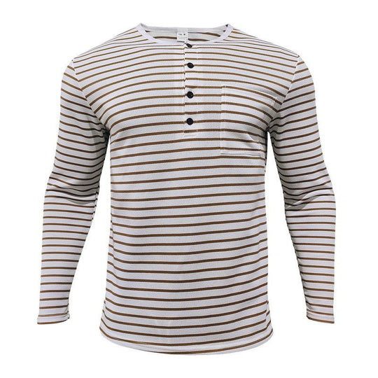 Herren Langarmshirt mit gestreiftem Design und Knopfleiste