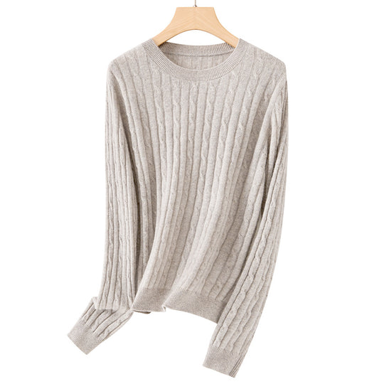 Damen Kuscheliger Zopfstrick-Pullover aus Feinstrick mit Rundhalsausschnitt Shop Nory