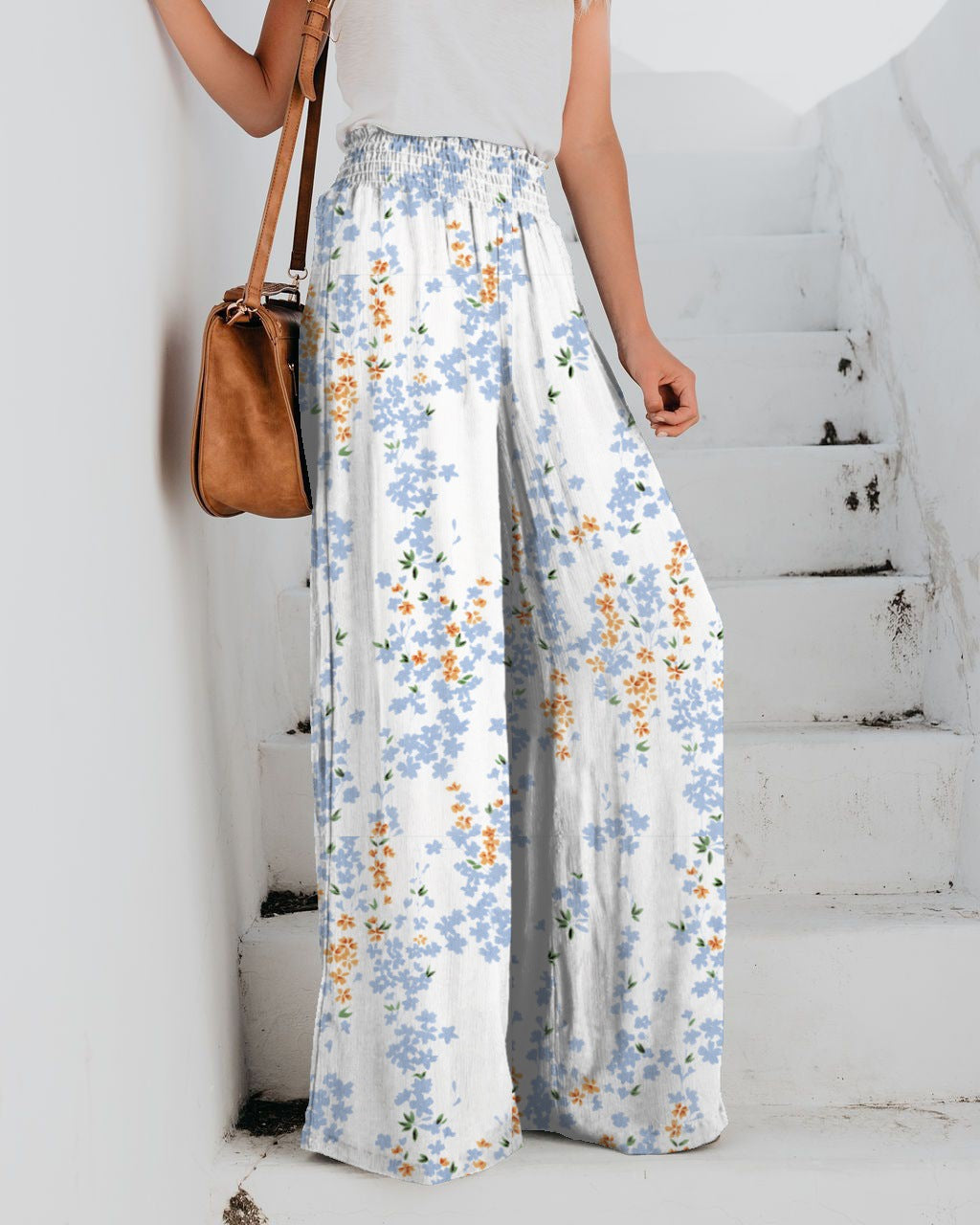 Damen Blumendruck Weite Hosen