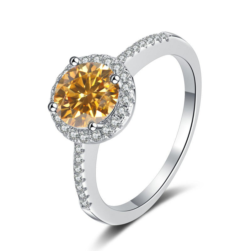 Damen Verlobungsring mit strahlendem gelbem Zirkon und funkelndem Design Shop Nory