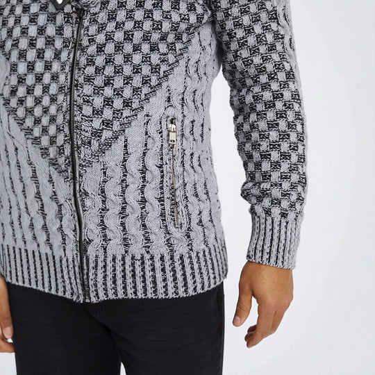 Herren Grobstrick-Cardigan mit asymmetrischem Wickelkragen und Reißverschluss Shop Nory