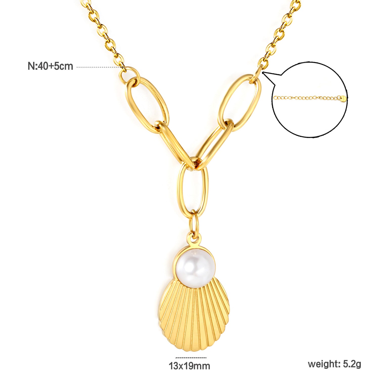Damen Halskette mit Muschel-Anhänger und eleganter Perlenakzent Shop Nory