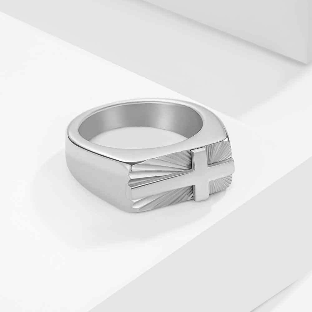 Herren Ring mit kunstvollem Kreuzdesign Shop Nory