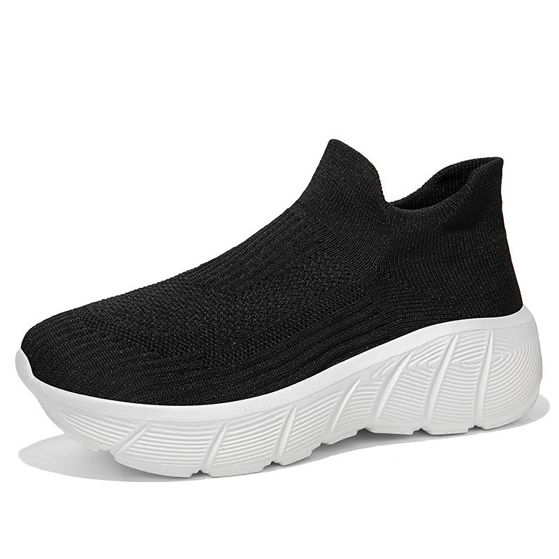 Damen Schnürlose Freizeitsneaker mit flexiblem Strick-Obermaterial