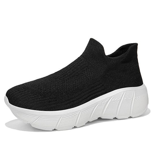 Damen Schnürlose Freizeitsneaker mit flexiblem Strick-Obermaterial