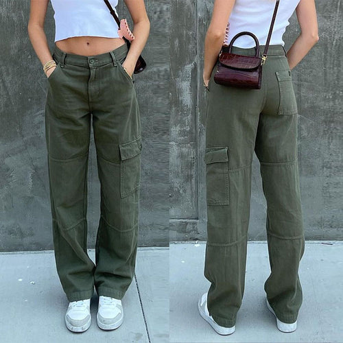 Damen Hochtaillierte Relaxed-Cargo-Hose mit weitem Bein und Knieabnähern Shop Nory