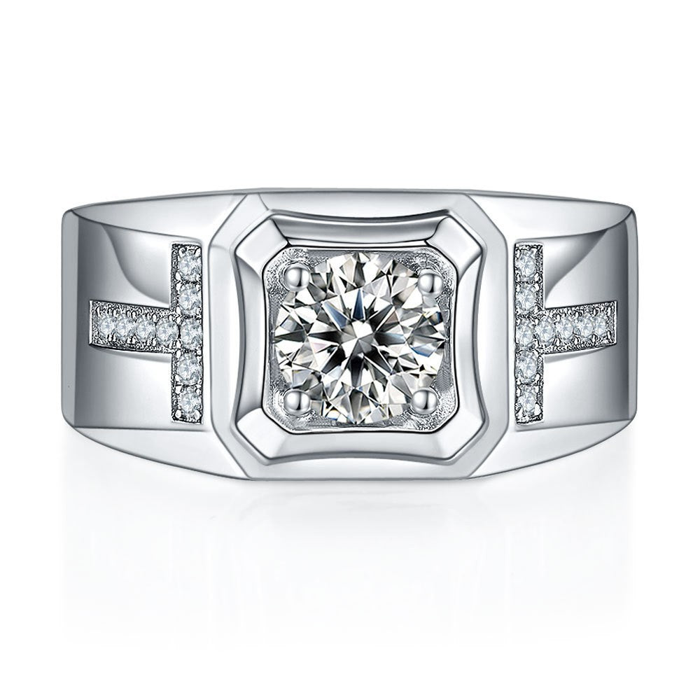Damen Designerkreuz-Ring mit funkelndem Solitär und Zirkoniasteinen Shop Nory
