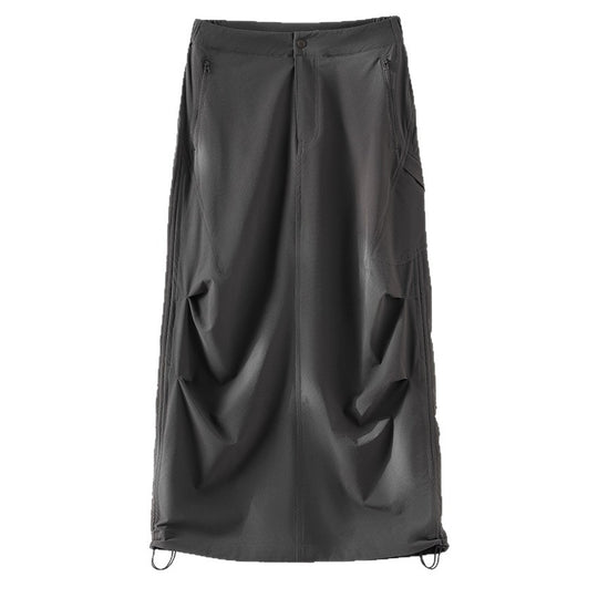Damen Technischer Cargo-Midirock mit Tunnelzug-Saum und Reißverschlusstaschen Shop Nory