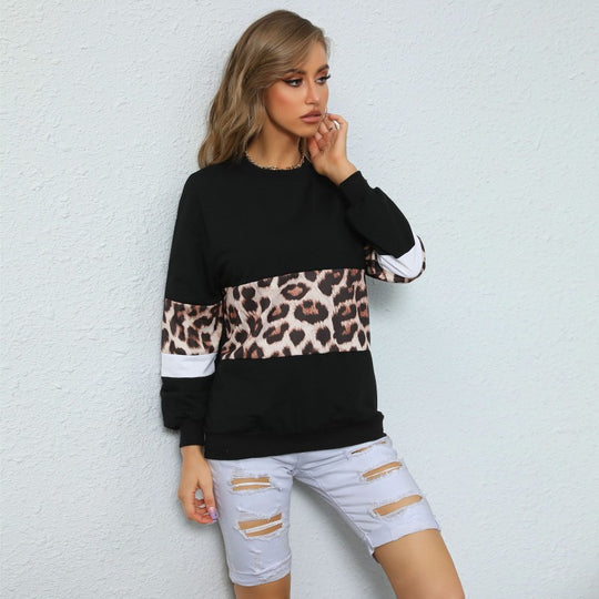 Damen Sweatshirt mit Leo‑Print und Colorblock‑Einsatz Shop Nory