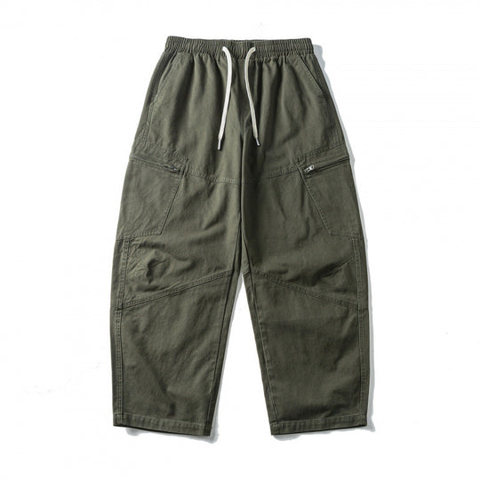 Unisex Weitgeschnittene Cargo-Hose mit elastischem Bund, Kordelzug und Utility-Taschen Shop Nory