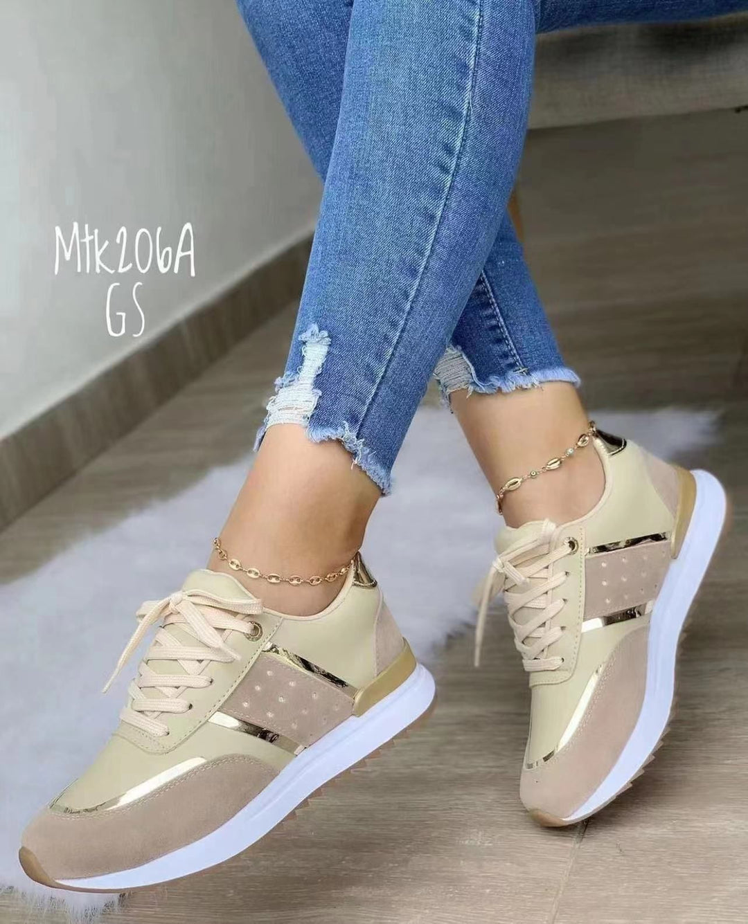 Damen Trendige Plateau-Sneaker mit Metallic-Akzenten und gepolsterter Komfortsohle Shop Nory