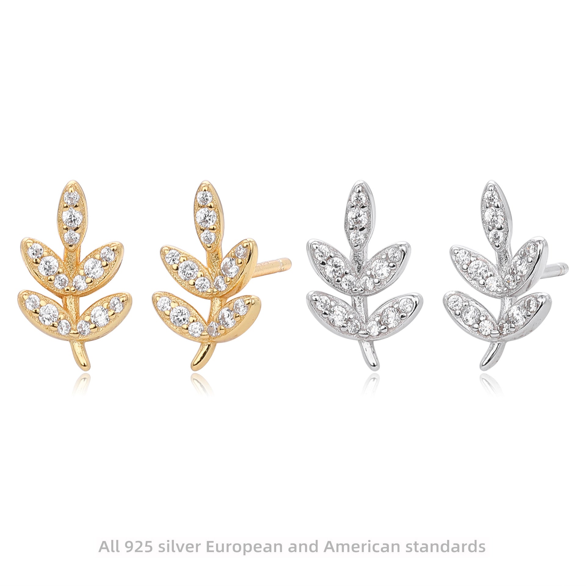 Damen Ohrstecker im eleganten Blatt-Design mit funkelnden Zirkonia Shop Nory
