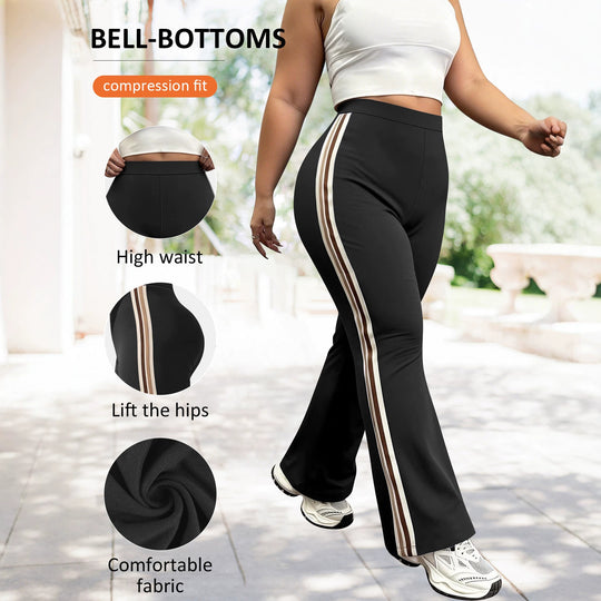 Damen High-Waist Schlaghose mit seitlichem Streifen und Scrunch-Po Shopy Nory