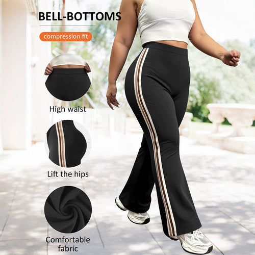 Damen High-Waist Schlaghose mit seitlichem Streifen und Scrunch-Po Shopy Nory