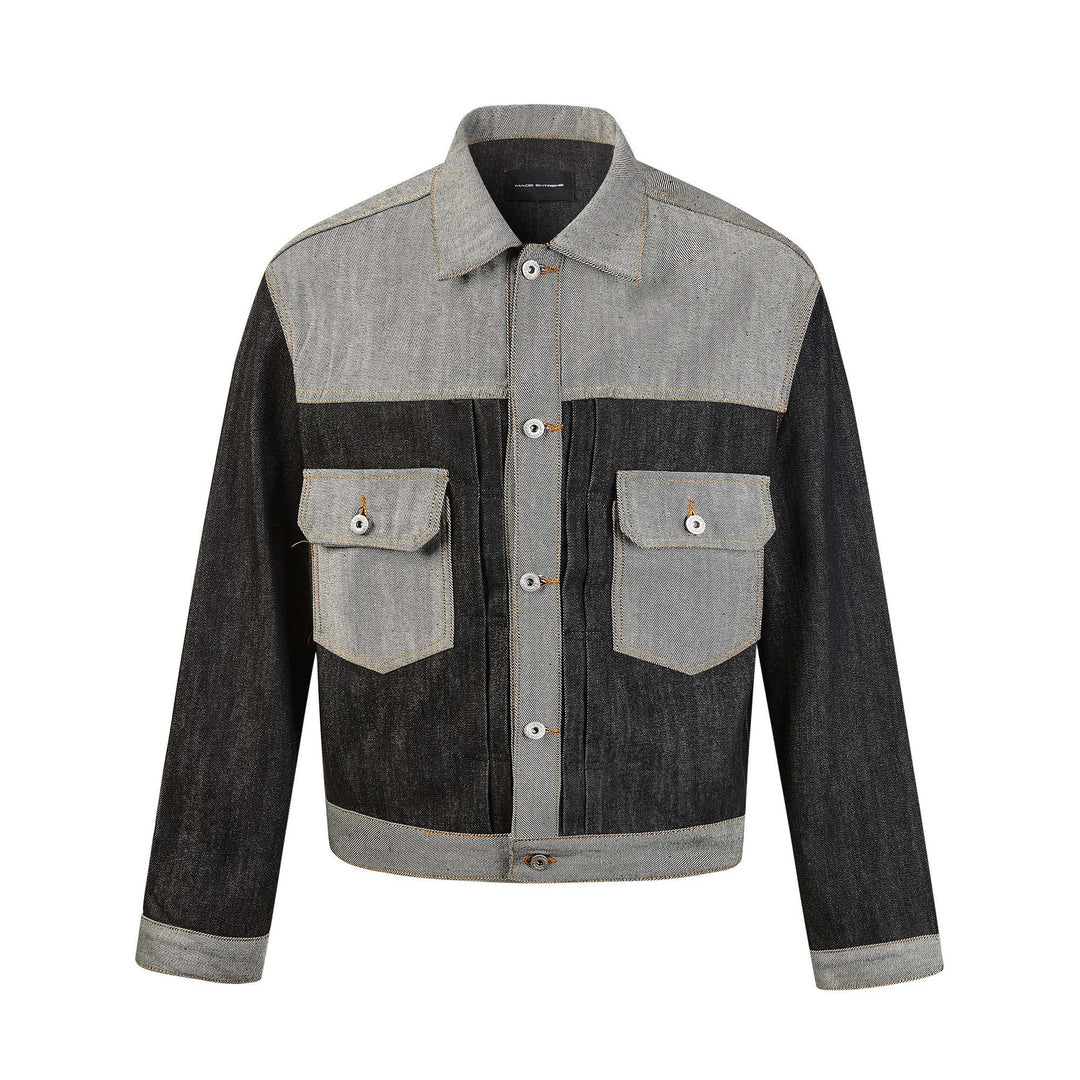 Herren Boxy-Jeansblouson mit kontrastierenden Einsätzen und Utility-Taschen Shop Nory