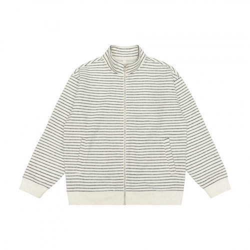 Unisex Gestreifte Strick-Zipjacke mit Stehkragen und aufgesetzten Eingrifftaschen Shop Nory