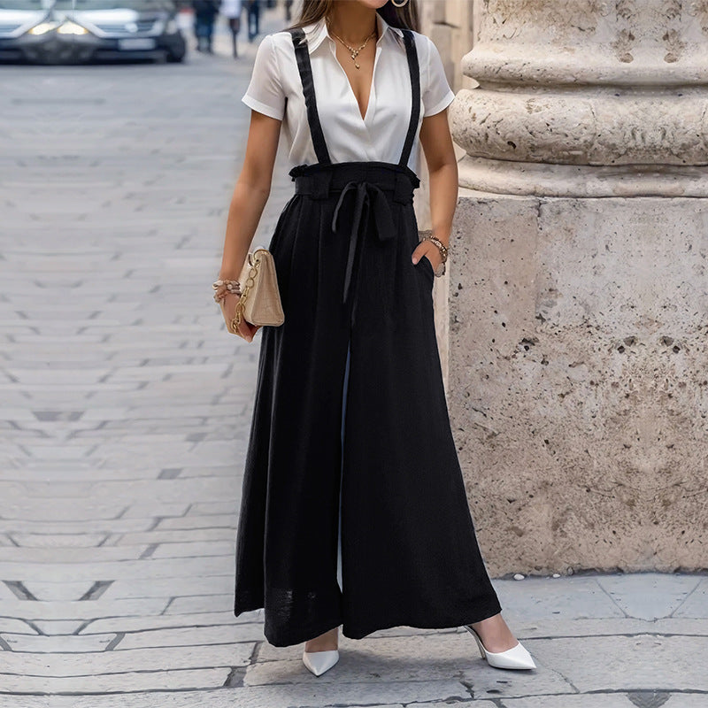 Damen Culotte-Jumpsuit mit verstellbaren Trägern und elegantem Kordelzug