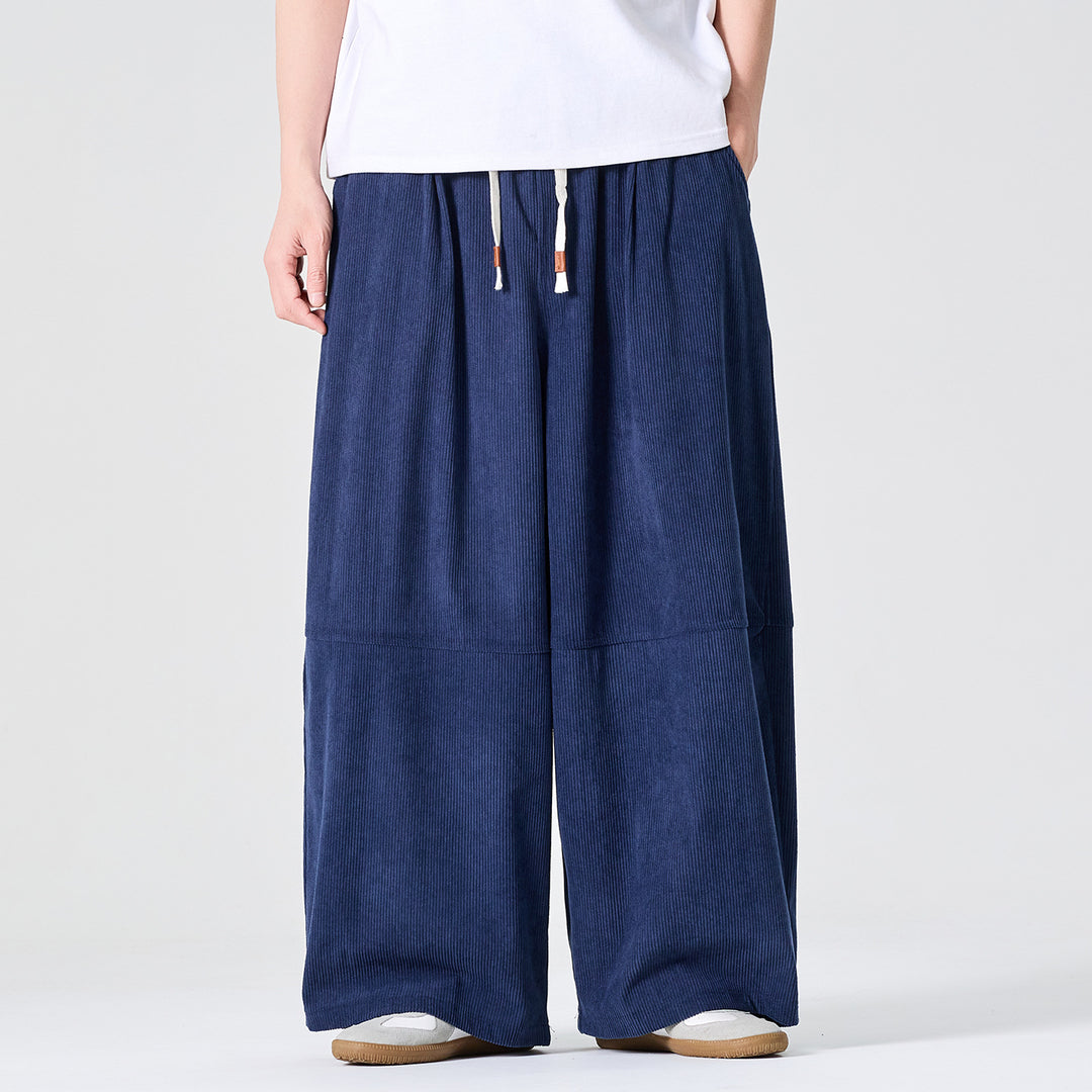 Herren Weite Cordhose im Palazzo-Schnitt mit Elastikbund und Tunnelzug Shop Nory