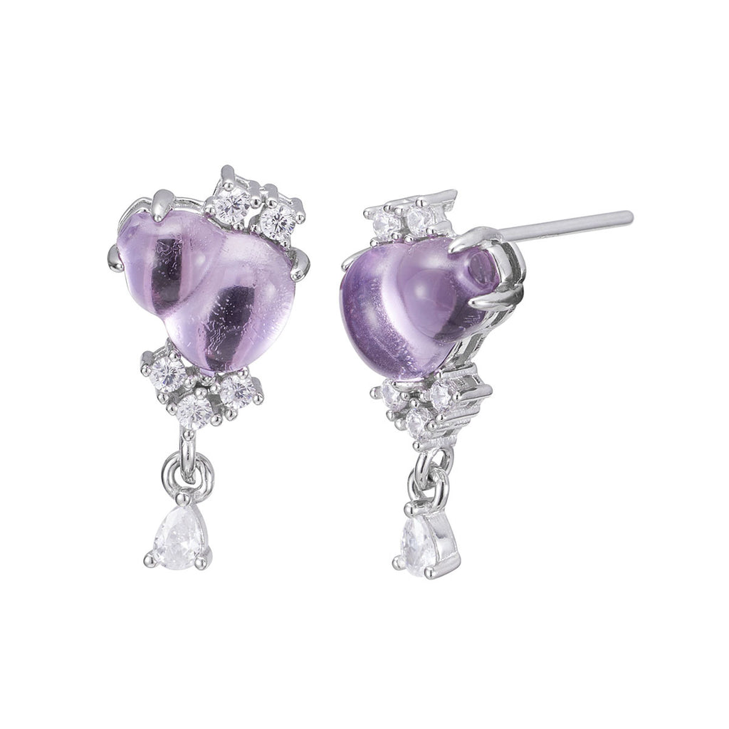 Damen Ohrstecker mit exklusivem lila Amethyst und funkelnden Zirkonia Shop Nory
