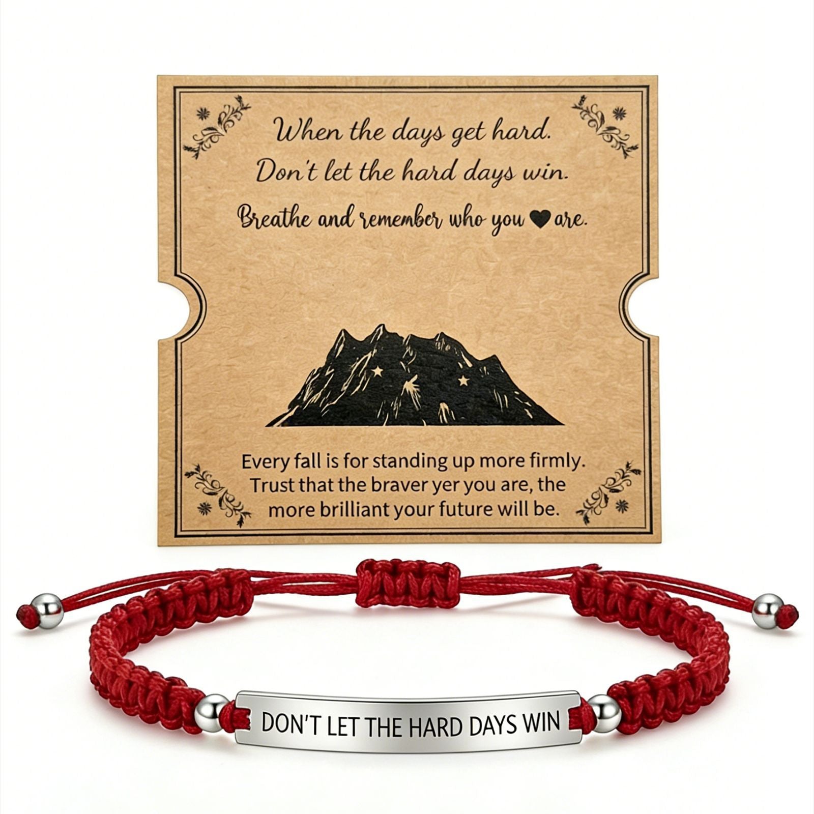 Damen Motivationsarmband mit verstellbarem Knoten und inspirierendem Spruch Shop Nory