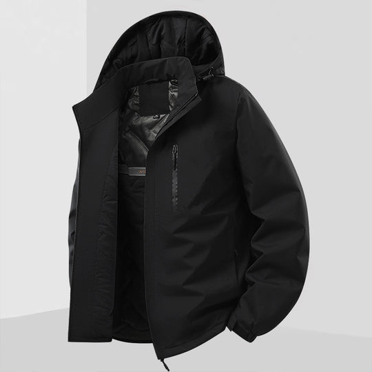 Herren Leichte isolierte Hybrid-Outdoorjacke mit Thermofutter, Kapuze und wasserdichten Reißverschlüssen Shop Nory