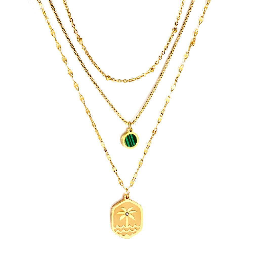 Damen mehrlagige Halskette mit bunten Anhängern und goldplattiertem Design Shop Nory