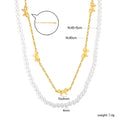 Damen mehrlagige Halskette mit zarten Perlen und eleganten Schleifenanhängern Shop Nory