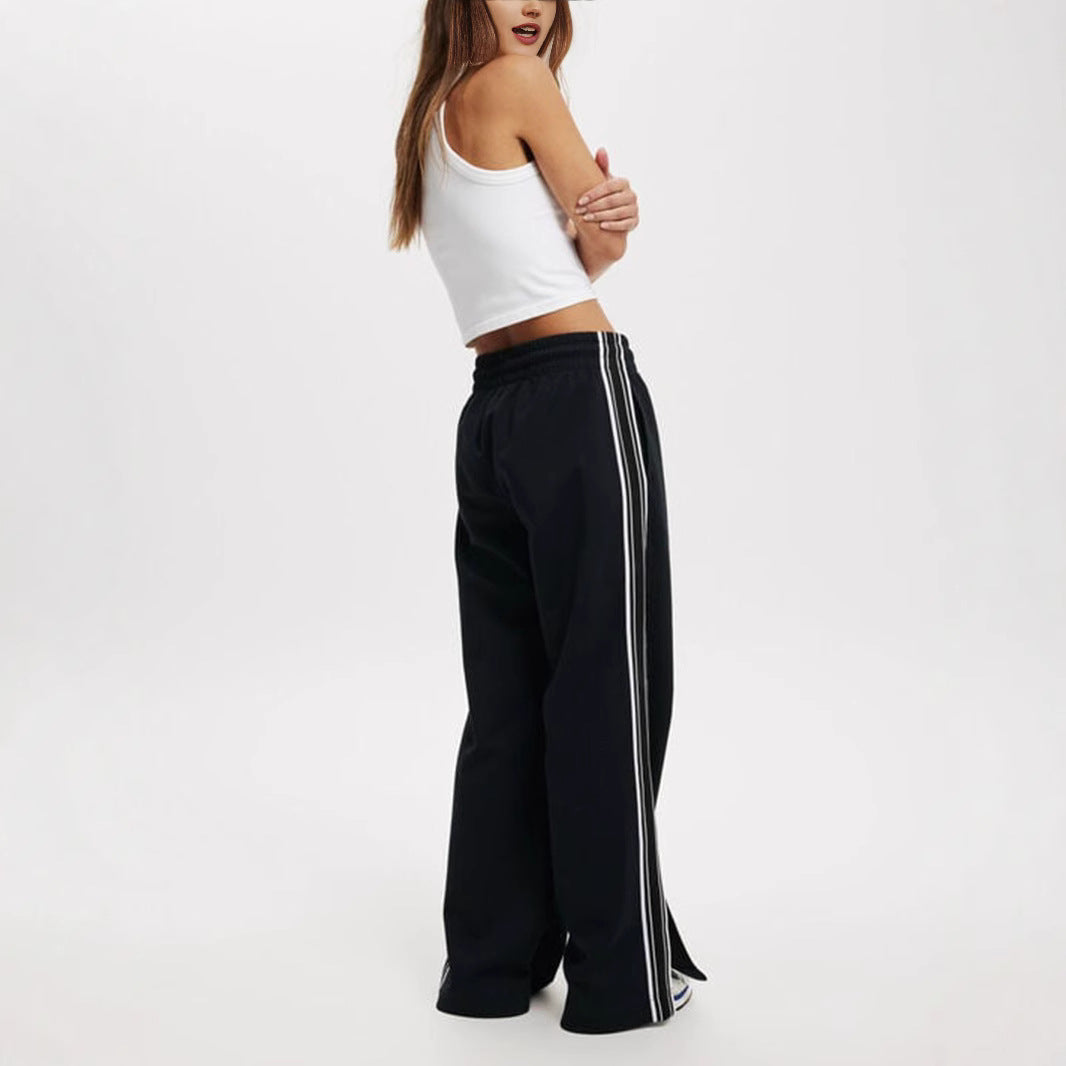 Damen Weite Jogginghose mit Kordelzug, elastischem Bund & seitlichen Kontraststreifen Shop Nory