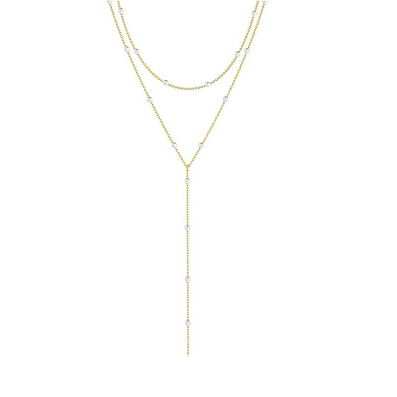 Damen zarte Y-Halskette mit funkelnden Perlen und elegantem Design Shop Nory