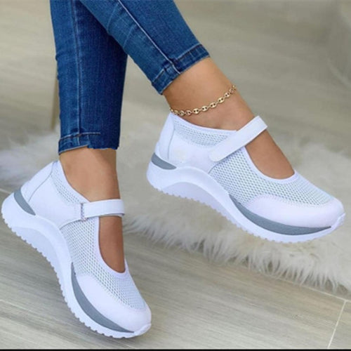 Damen Sportive Mary-Jane-Sneaker mit Klettverschluss und atmungsaktivem Mesh Shop Nory