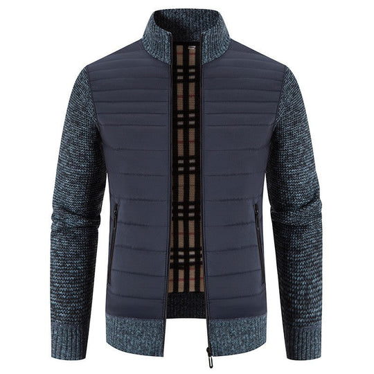 Herren Steppjacke mit modernem Strickärmeln und hohem Kragen