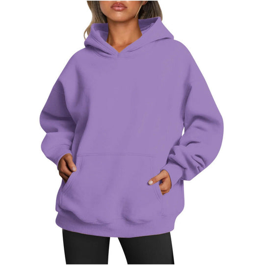 Damen Übergrößen Kapuzenpullover mit praktischen Taschen undlässigem Schnitt
