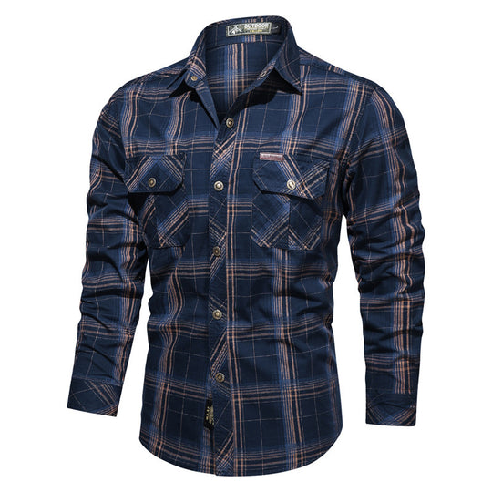 Herren kariertes Utility-Hemd mit Brustpattentaschen und verstärktem Canvas-Finish Shop Nory