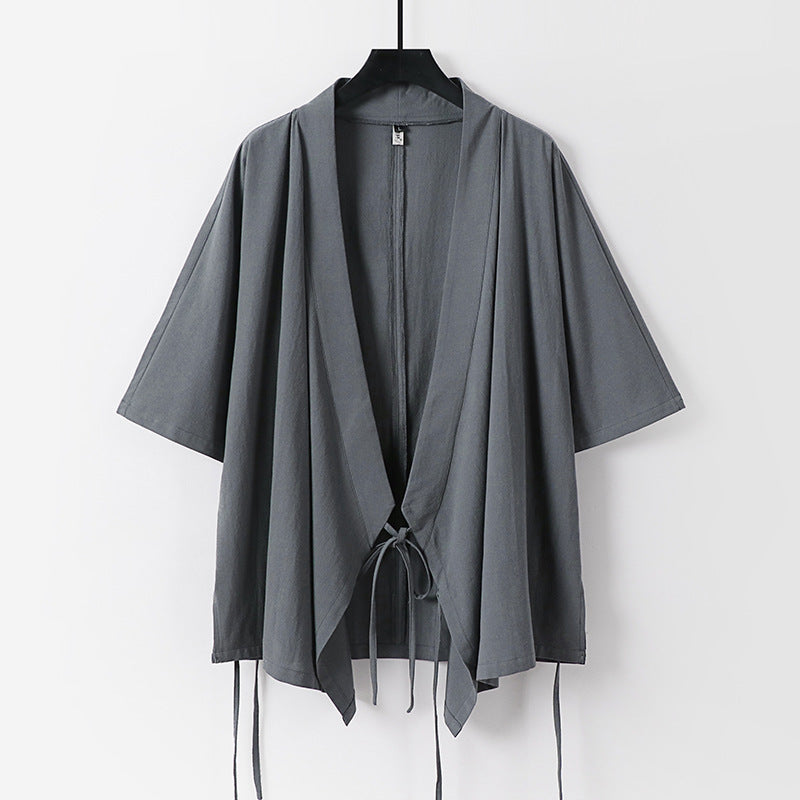 Damen locker fallende Kimono-Jacke mit Bindegürtel Shop Nory