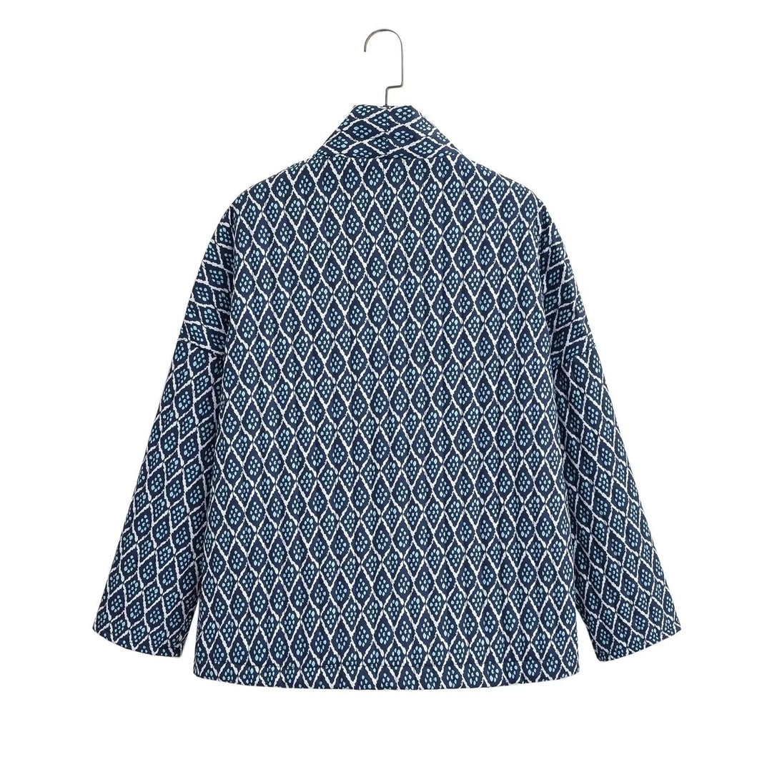 Damen Gemusterte gesteppte Kimono-Jacke mit aufgesetzten Taschen Shop Nory