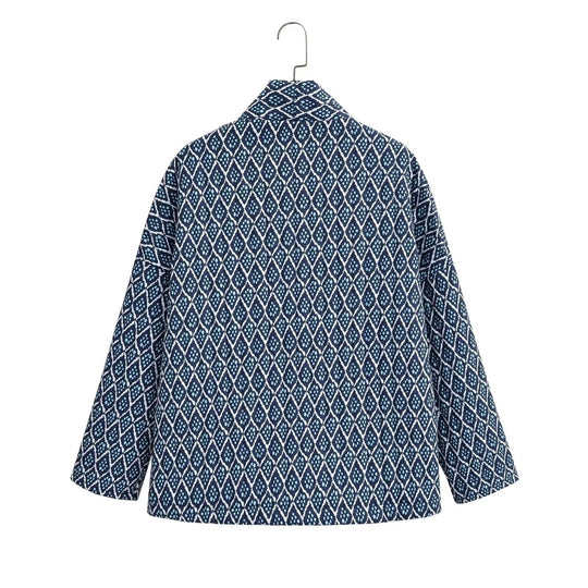 Damen Gemusterte gesteppte Kimono-Jacke mit aufgesetzten Taschen Shop Nory