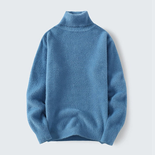 Herren warmer Rollkragenpullover aus weichem Strickstoff