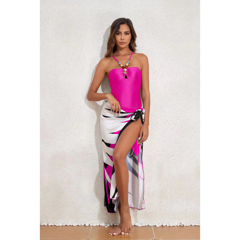 Damen Bandeau-Badeanzug mit asymmetrischem Rock