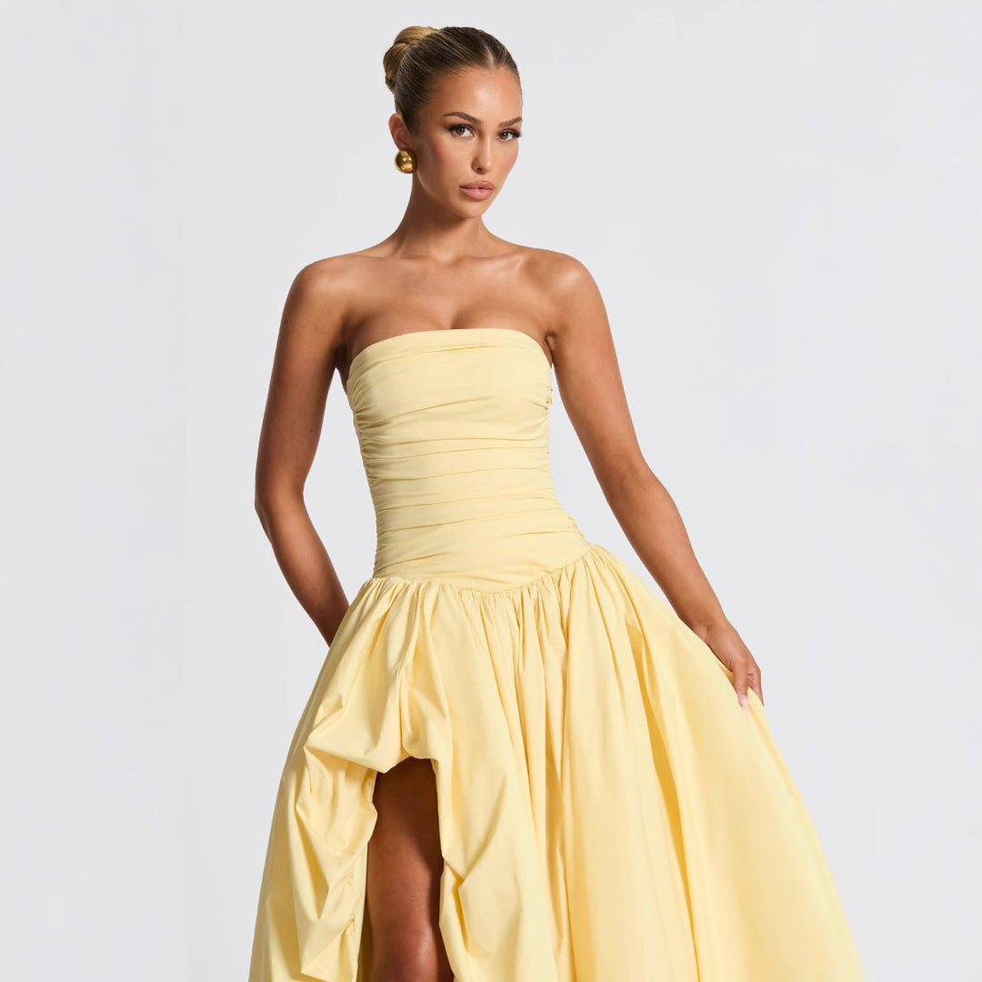 Damen Abendkleid mit figurbetontem Oberteil und asymmetrischem Rock