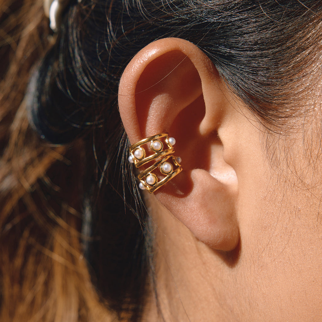 Damen Offener Ohrschmuck mit Perlendesign und hypoallergenen Eigenschaften Shop Nory