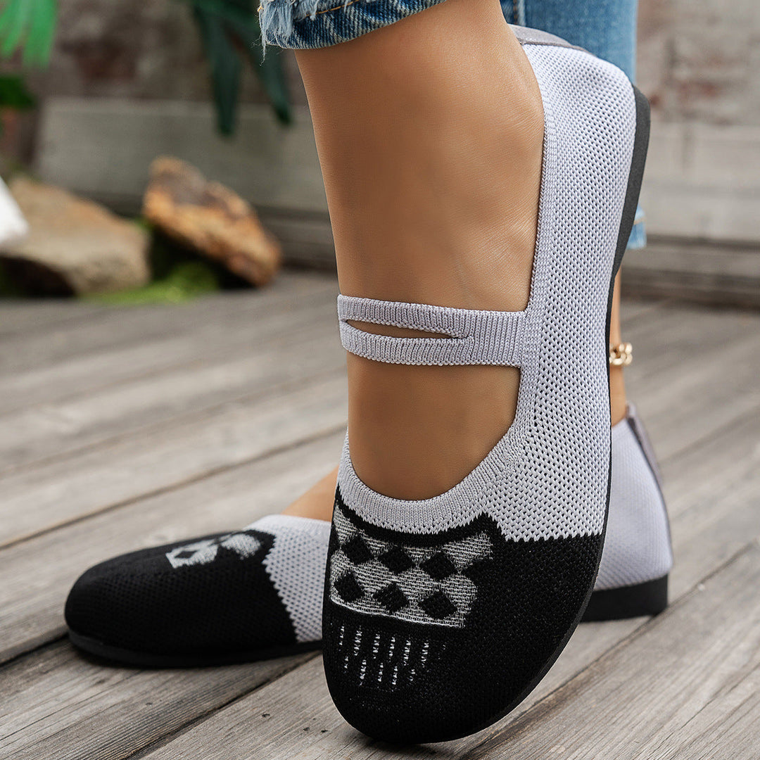 Damen atmungsaktive Strick-Ballerinas