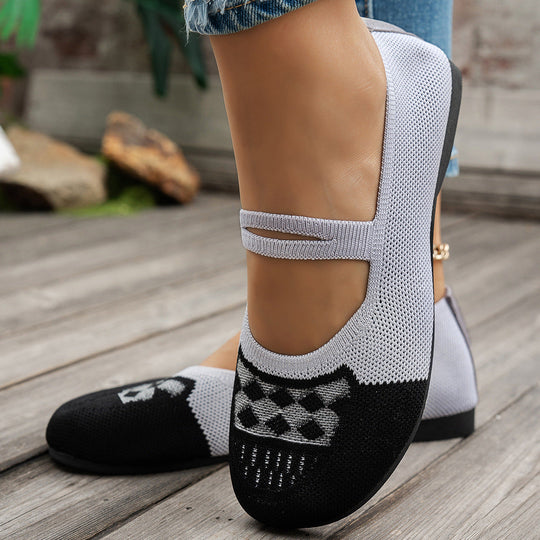 Damen atmungsaktive Strick-Ballerinas