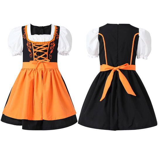 Damen nan trachtiges Dirndlkleid mit geschnürtem Mieder, Puffärmeln und abnehmbarer Schürze Shop Nory