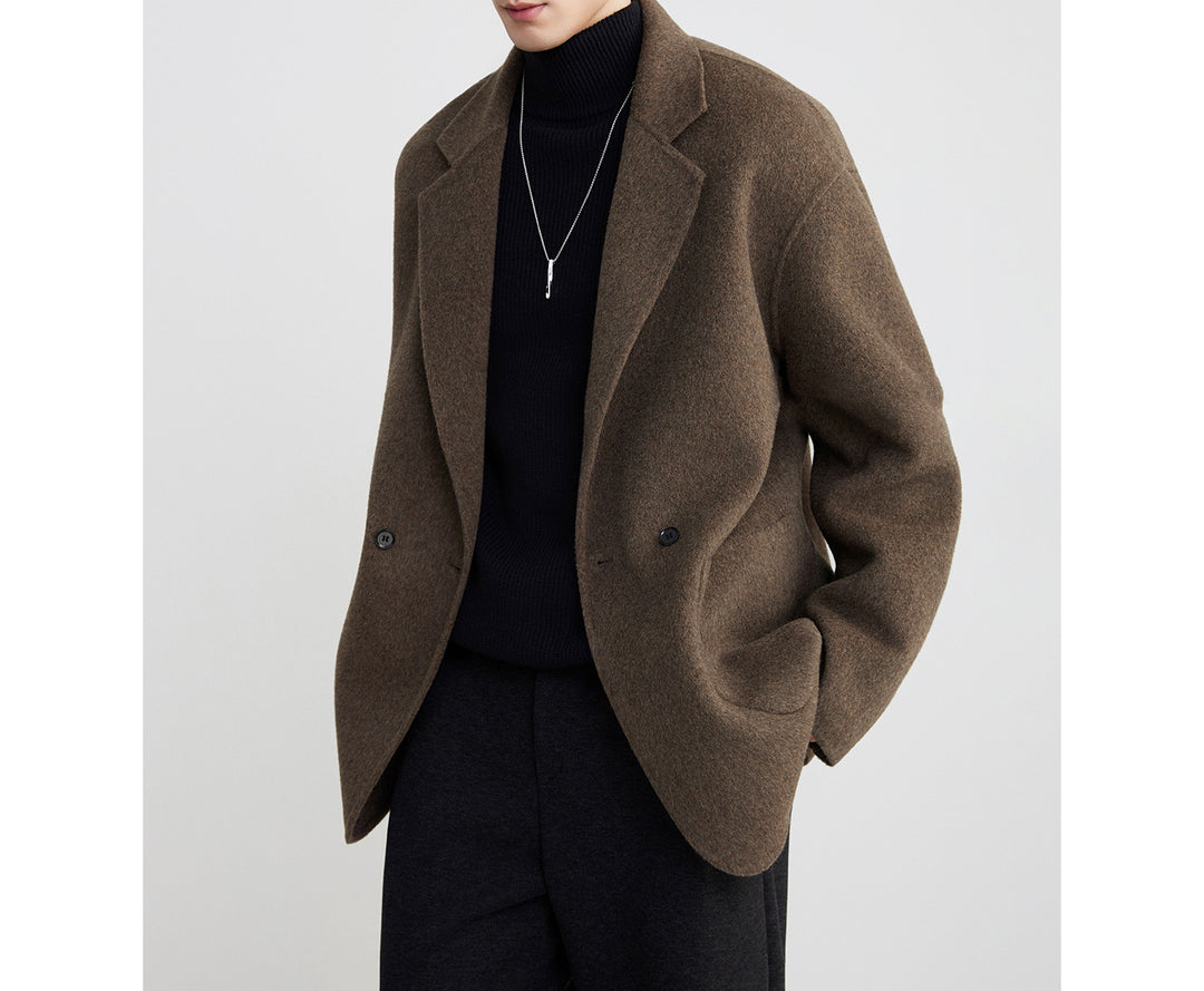 Herren Oversize Doppelknopf-Wollmix-Kurzmantel mit aufgesetzten Taschen Shop Nory