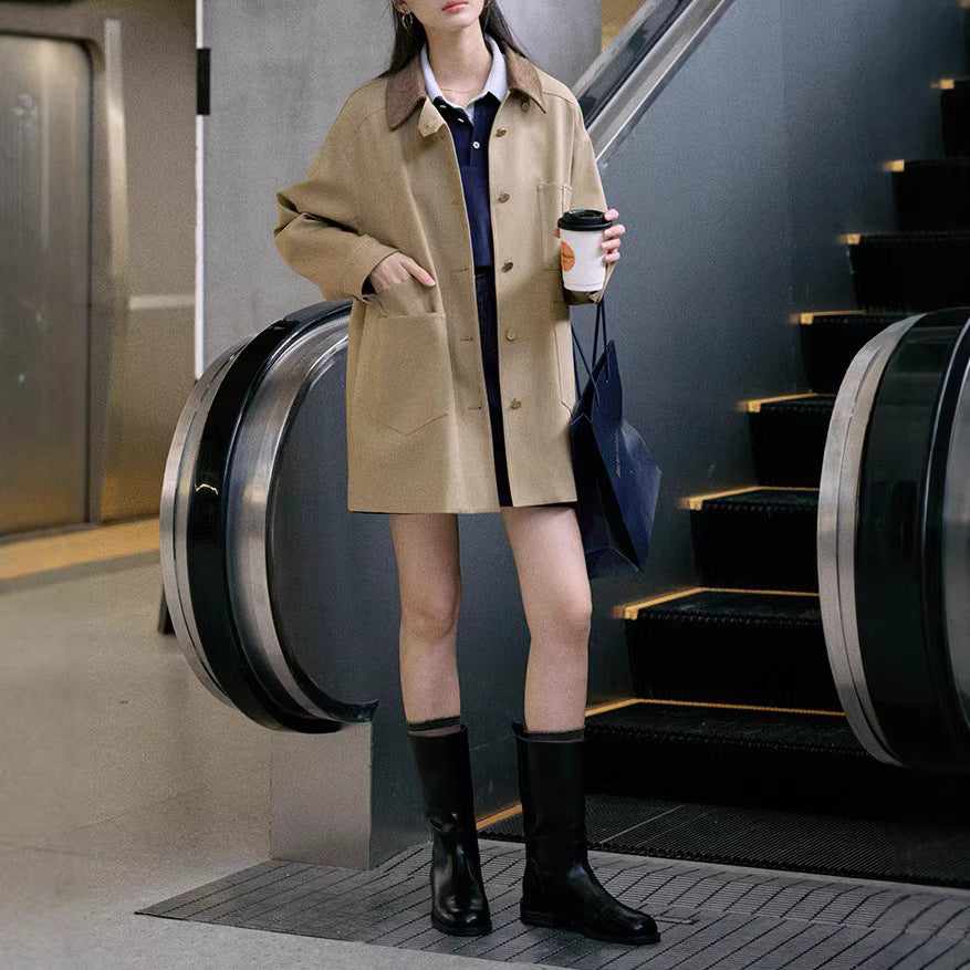 Damen Stylische Oversized-Jacke mit hohem Kragen Shop Nory