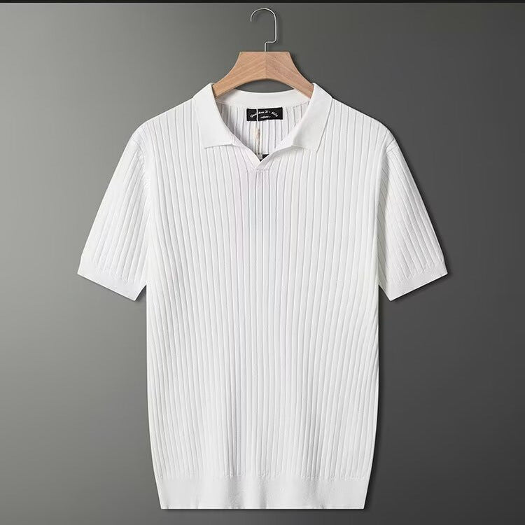 Herren Modisches Kurzarm-Strick Polohemd Shop Nory