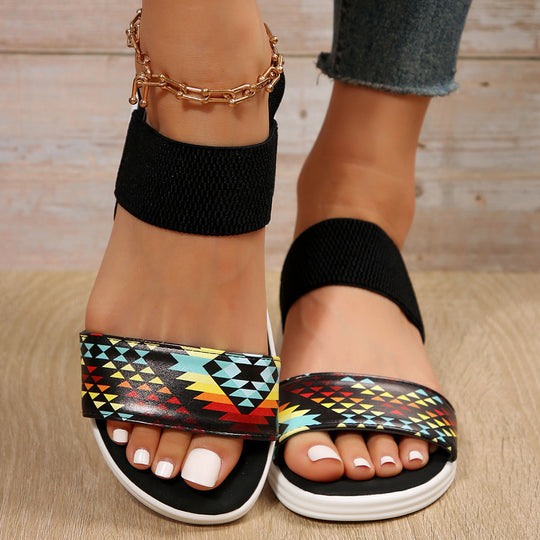 Damen Komfortable Sandalen mit elastischen Riemen Shopnory
